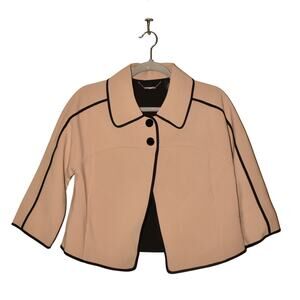 BLACK LABEL BY CHICO'S $129 Beige Black Trim Cropped Jacket Chico's 0 / US Small